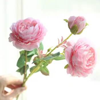 3 Glave Rose Evropske Umetne Svile Peony Cvet za Dom Poroko Stensko Dekoracijo Cvet cvet Stranka Dekor 1pcs