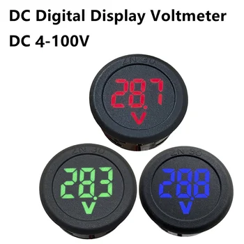 DC 4-100V LED Digitalni Zaslon Krog Dve žice, DC Voltmeter Digitalni Avto Napetost Tekoči Meter Volt Detektor Tester Monitor Podoknu