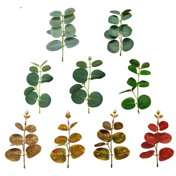 10PCS Umetno Evkaliptus, Listi, Stebla Umetno Eucalyptus Zelenja Obrat za Šopek Vaza Polnila Domov DIY Dekor Cvetlični Aranžma