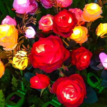 LED sončne Umetno Cvetje vrtne luči na prostem lily Rose Dekorativni tulipanov Vrt na Prostem Nepremočljiva Realne Dekor