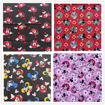 Disney Minnie Miki Času Tiskanja 100% Bombažne Tkanine za Oblačila Dekle Hometextile Blazine Pokrov Zavese Needlework DIY