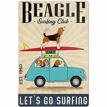 Vintage Kovinski Tin Znaki Doma Dekor Beagle Gremo Deskanje Psa Na Avto Plošče Kovinske Stene Umetnost Plakata