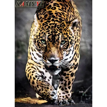LZAIQIZG Celoten Kvadratni/Krog Diamond Slikarstvo Waling Panther Leopard Diamond Vezenje Prodaja Živali Obrt Dekoracijo Za Dom