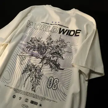 Ameriški poletje nov slog moških in žensk retro moda pismo natisnjeno T shirt Hong Kong slog ohlapne design nekaj študent vrh