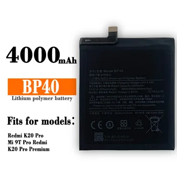 Originalni BP40 Baterija Za Xiaomi Redmi K20 Pro / Mi 9T Pro z Visoko Zmogljivostjo 4000 mah Različica Zamenjava Baterij z Orodji Darilo
