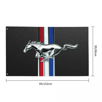 Mustang Sivo Avto Banner Dirka Racing zastava Okrasite banner 90X150cm