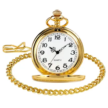 Zlati Poliranega Nerjavnega Jekla žepna ura Continental-slog Retro Moda za Moške in Ženske, Darilo žepna ura