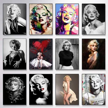 Klasična Filmska Zvezda Platno Slikarstvo Marilyn Monroe Črno Belih Plakatov in Fotografij Steno Tisk Art Zidana Doma Dekor