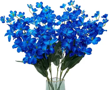 10pcs Umetne Rože Orhideje Modra Dolgo Stebla v Razsutem stanju za Poroko Doma