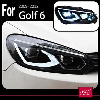 AKDCar Model Za Golf 6 2009-2012 R20 Golf6 MK6 LED Samodejni Žarometi Skupščine Nadgradnjo Golf 8 Design Bicofal Objektiv Orodje Pribor
