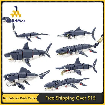 MOC Shark Set Model 56298 Prazgodovinske Morskih Bitij Stavbe, Bloki, Opeke Ocean Fish CompatibleDIY Igrače za Otroke Darilo