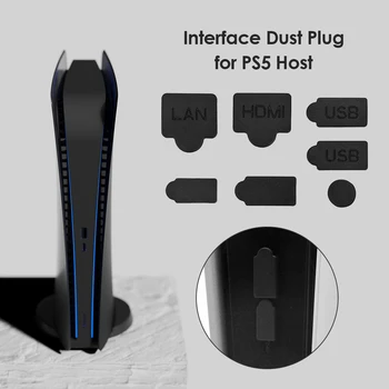 7pcs Silikonski Prah Svečke Set Za PS5 Playstation 5 USB Vmesnik Anti-prah Kritje Dustproof Priključite Igralno Konzolo Pribor Deli