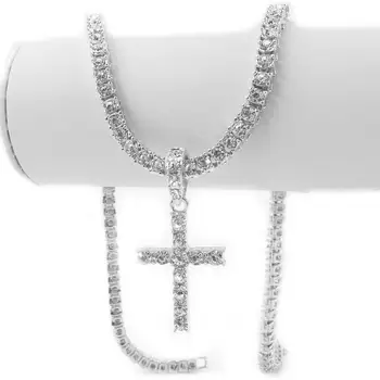 16-inch ženske chokers ogrlico s križem čar vere nakit za moške hip hop 1 vrsta tenis verige ledeni iz rapper rock pevec
