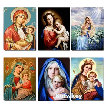 Novi Diamant Slikarstvo Devica Marija otroci Krščansko Vero Jezusa Kristusa DIY 3D kvadratnih Diamond Vezenje ikono Materinsko Ljubeznijo Otrok