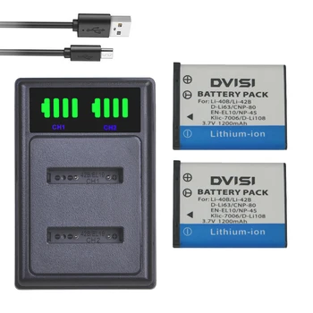 DVISI Li-40B Li 40B 42B Zamenjava Baterije Dvojno USB LCD polnilec za Nikon EN-EL10 D-Li63 D-Li108 NP-80 CNP80 KLIC-7006 np-45