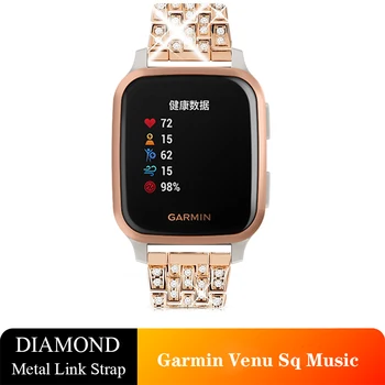 20 mm Kovinski Watch band Za Garmin Venu Sq/Glasba pametno gledati za Garmin Vivomove HR trak Garmin Vivoactive 3 Diamantno Zapestnico