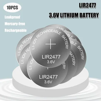 Novo 10PCS LIR2477 3,6 V Polnilna Gumb Baterije Litijeve Baterije za Elektronska Ura, Kalkulator, Težo Obsega