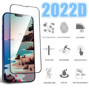 2022D Screen Protector Polno Kritje Za iPhone 13 12 11 Pro Max Mini XR X XS MAX Kaljeno Steklo Za iPhone 7 8 Plus SE Steklo