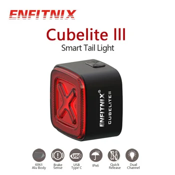 Enfitnix Cubelite III Smart Rep Svetlobo Kolo Zavore Opozorilo Lahka, Ultra Svetla Zadnje Luči USB Charge LED Noč opozorilna Lučka