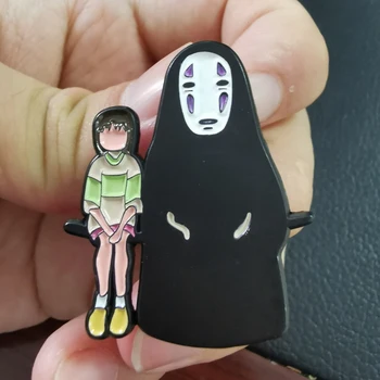 Živahen Stran Broška Haku Chihiro in Št Obraz Emajl Zatiči Japonski Studio Ghibli Anime Zatiči