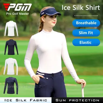 PGM Ženske Majice Dolg Rokav Golf Poletje Ženske zaščito pred soncem Perilo Anti-UV Led Svile Vrhovi Hitro Suho Hlajenje T-majice za Golf Obrabe