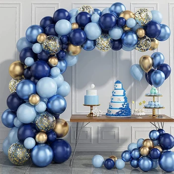 Modra Metalik Baloni Garland Kit Zlati Konfeti Balon Arch Rojstni Dekoracijo Otroci, Poroka, Rojstni Dan Baby Tuš Boy