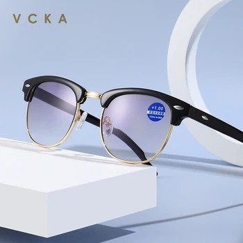 VCKA Letnik Bifocal sončna Očala za Branje Očala Anti-modra svetloba Moški Ženske sončna očala Spomladanski Tečaj Daleč v bližini Očala +100 do +400