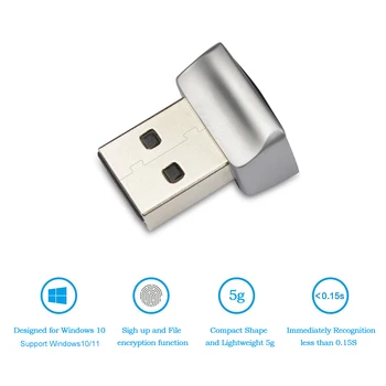 USB bralnik Prstnih Odtisov Kovinski Biometrični Čitalnik Mini Prenosni bralnik Prstnih Odtisov Prenosnika, PC Prstnih Odtisov za Windows Pozdravljeni,